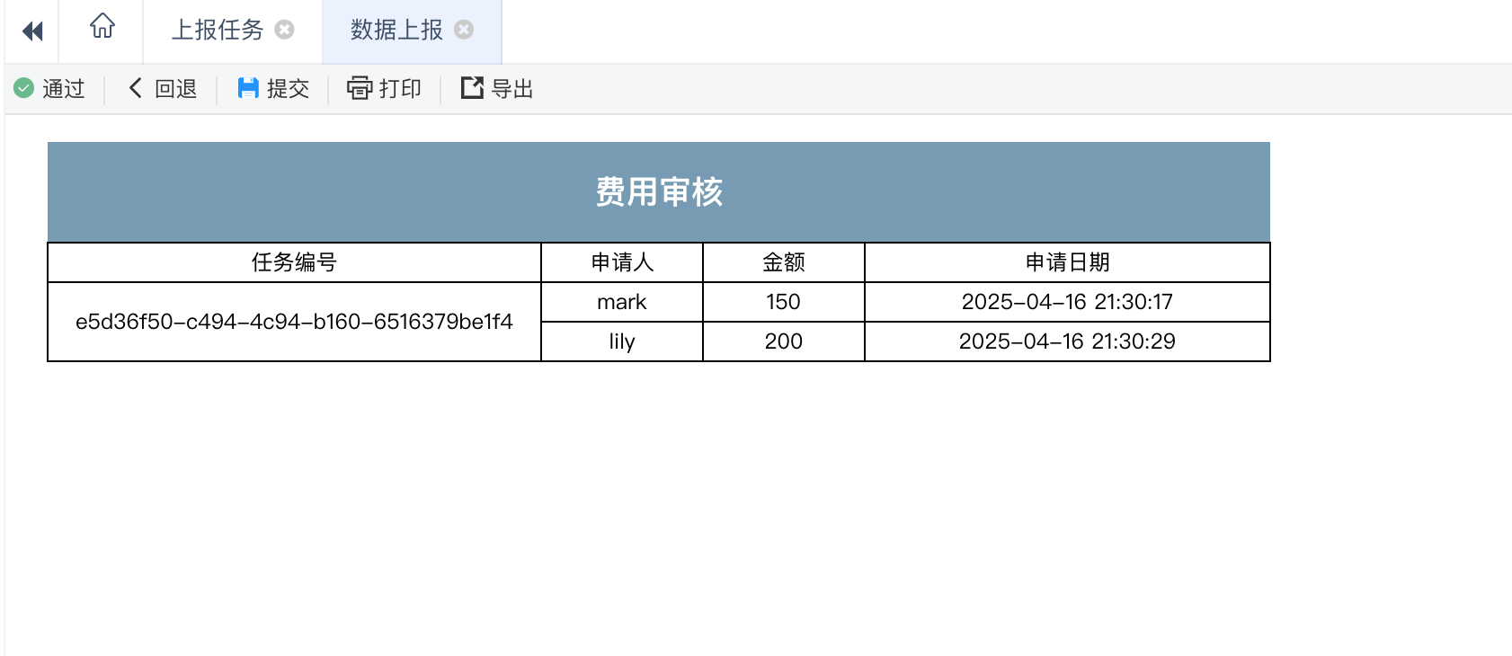 费用报销审核页面